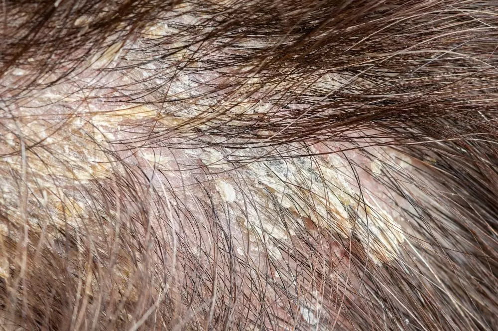Seborrheic dermatitis flaky skin condition on scalp